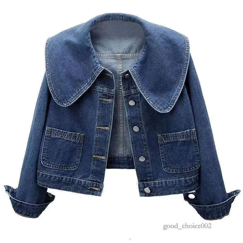 Lanjia- 2025 Early Autumn New Women's Vintage High-End Doll-Collar Short Denim Jacket Stylish Youthful Top E9e8f 69 D2