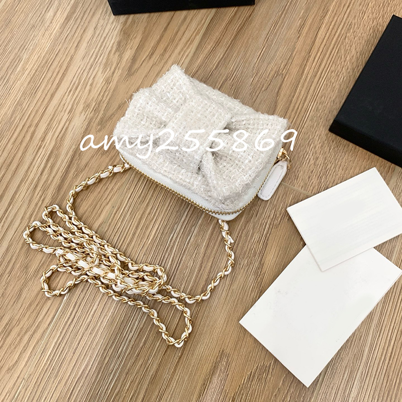 10X7.5X3CM Woolen fabric storage bags compliments-gift bag white bow chain bag gift box packing