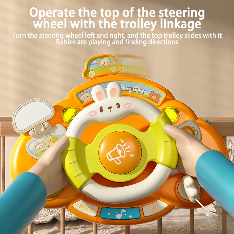 Baby Toy Electric Childrens Steering Wheel Simulated Driving Car Steering Wheel LED Vocal Educate Toys Halloween Christmas Gift 250827