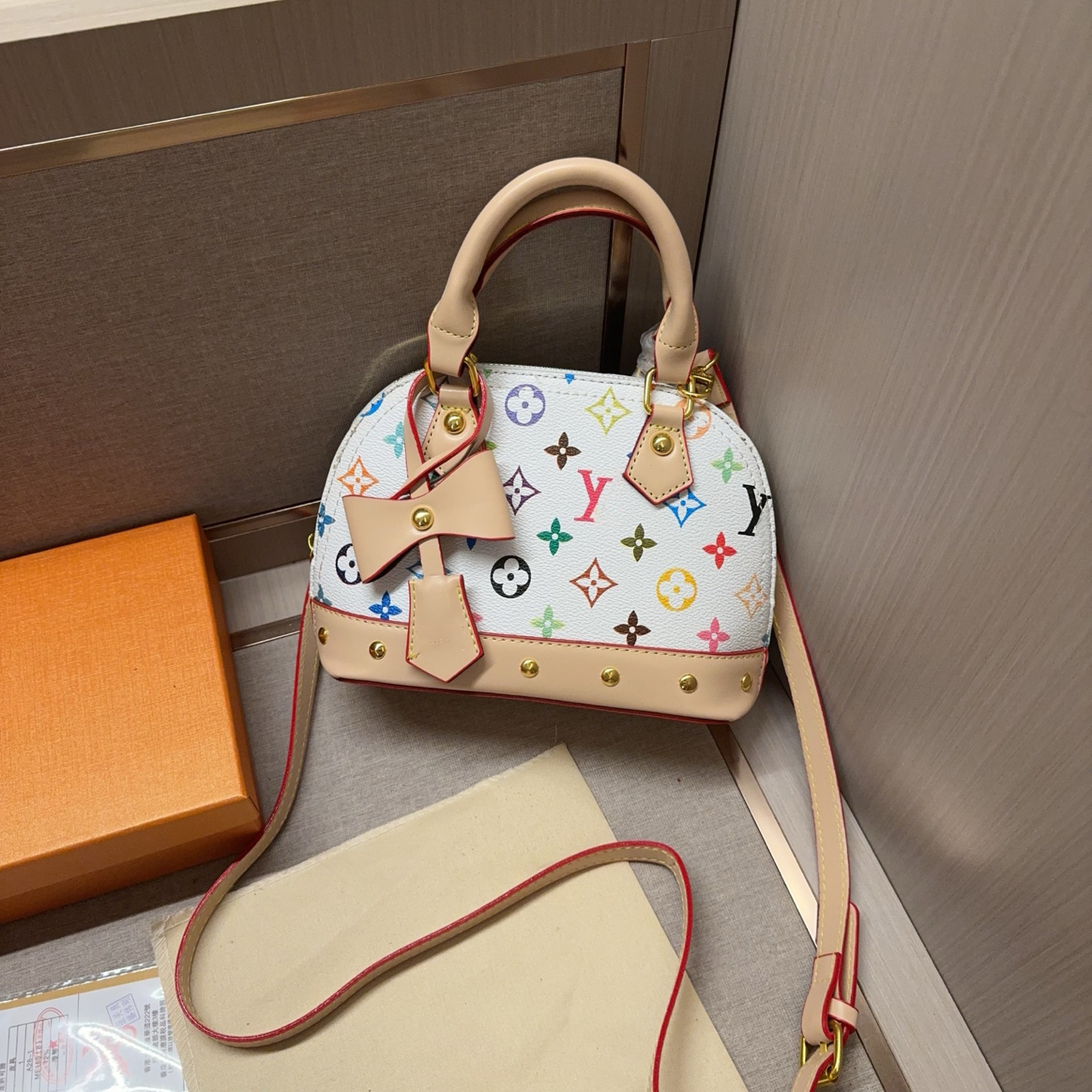 2026 trendy colorful patterned handbag shell bag shoulder crossbody durable material stylish bow detail ideal for social gatherings gift giving and everyday use