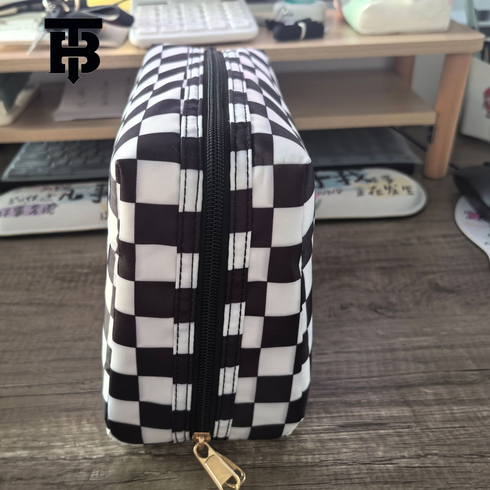 TB BHULAMTE Fashion Women's Waterproof Plaid Makeup Bag Designer Luxury Trend Large Capacity Handbag Portable Washroom Storage Bag Free Shipping