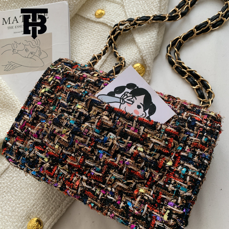 TB BHULAMTE Designer Luxury Women's Popular Woolen Handbag Korean Edition Fashion Versatile Chain Shoulder Bag Leisure High End Lock Small Square