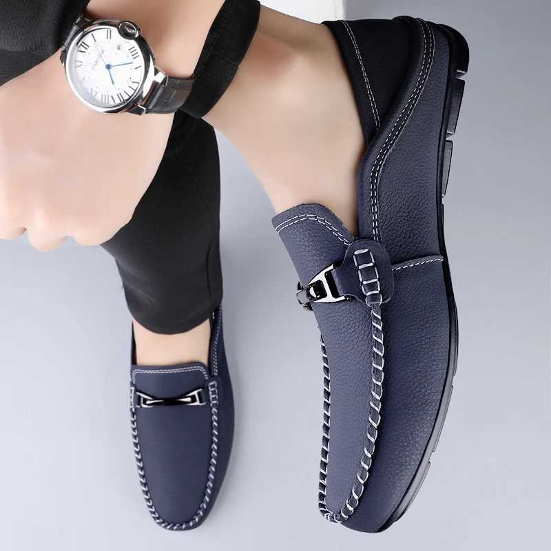 Luxury Brand Plus Size Loafers Mens Designer Genuine Leather Business Casual Shoes Soft Leather Comfortable Adult Wedding ShoesXJ250827