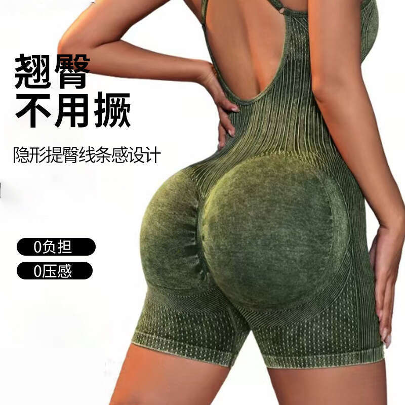 Sanded Naked Feel Yoga Strap Jumpsuit for Women Outdoor High-Intensity Dance Fitness Brushed Sports Bodysuit
