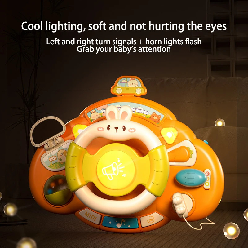 Baby Toy Electric Childrens Steering Wheel Simulated Driving Car Steering Wheel LED Vocal Educate Toys Halloween Christmas Gift 250827