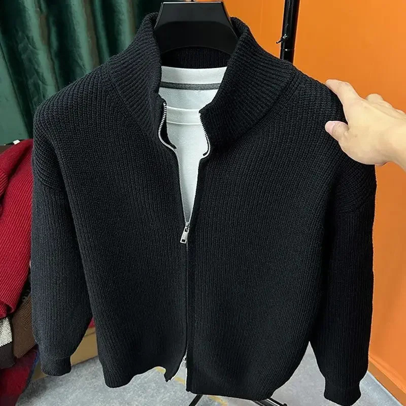 Mens Casual Cardigan Sweater LooseFit Vintage Style Zippered Knitted Top For Spring And Autumn Outerwear Idle Style 250827 - view 5