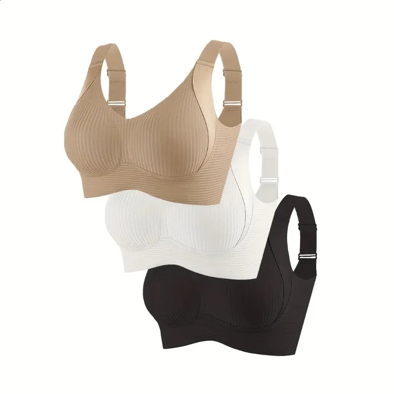 3PCS Plus Size Seamless Bras Wireless Minimizer Lift Breathable Comfort AntiSagging Bras for Women Wide Strap Daily Sport250826