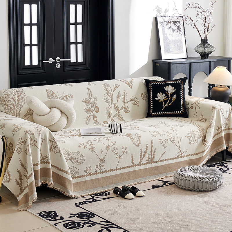 Designer Vintage French Style Chenille Sofa Cover Luxury Full Coverage for All Seasons, Luxury High-End Sofa Protector Slipcover