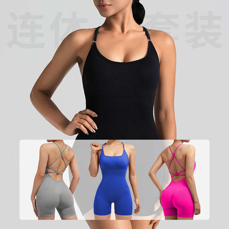 Vest-Style Yoga Shorts Sexy Bodycon One-Piece New Sports Jumpsuit 05