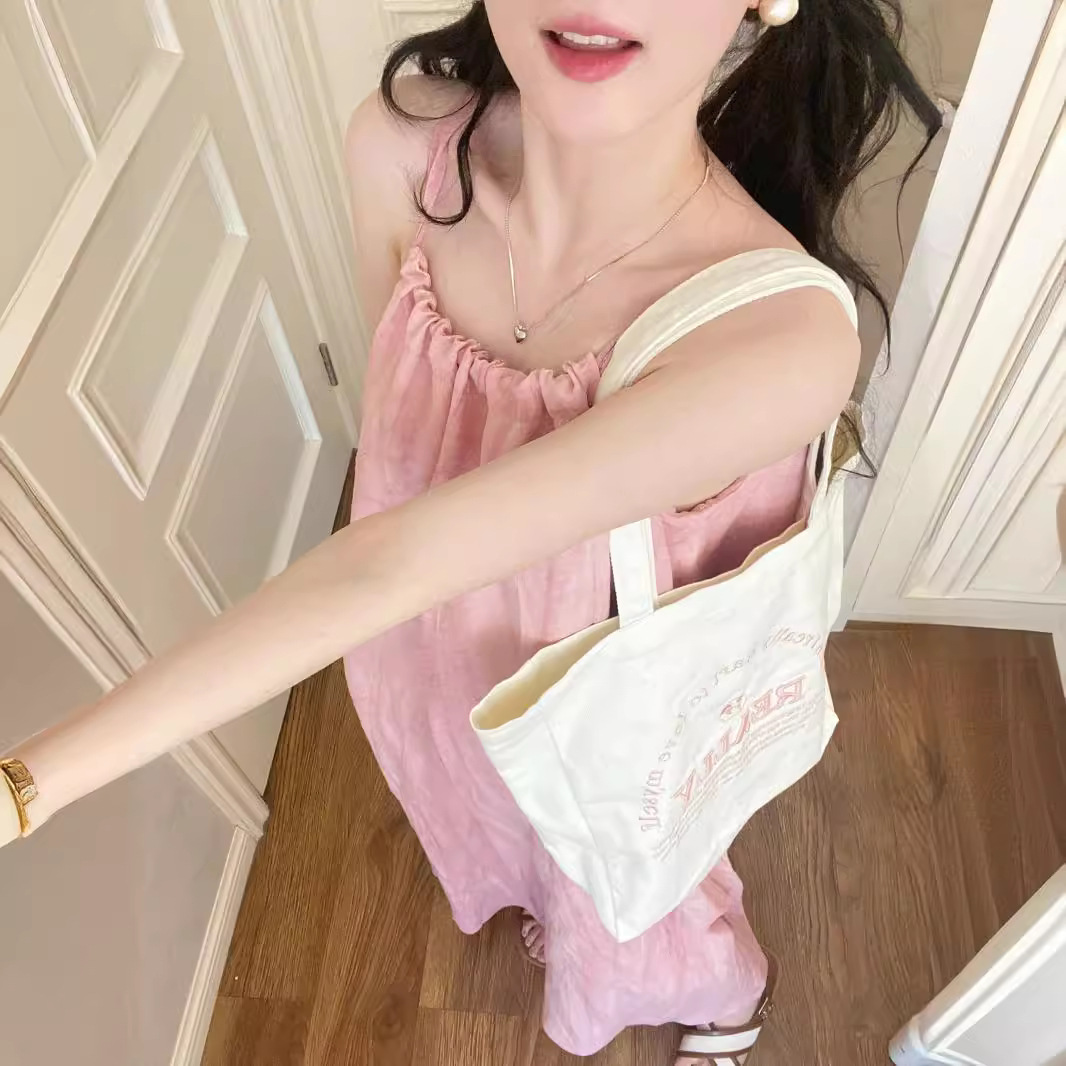 CL16170 New Sweet Halter Pink Suspender Maxi Dress Women's Summer Beach Dress
