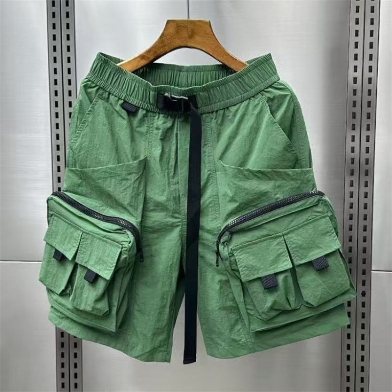 Male Short Pants Elastic Waist Quickly Do Mens Cargo Shorts with Zipper Loose Multi Pocket Clothing Elegant Y2k 250826