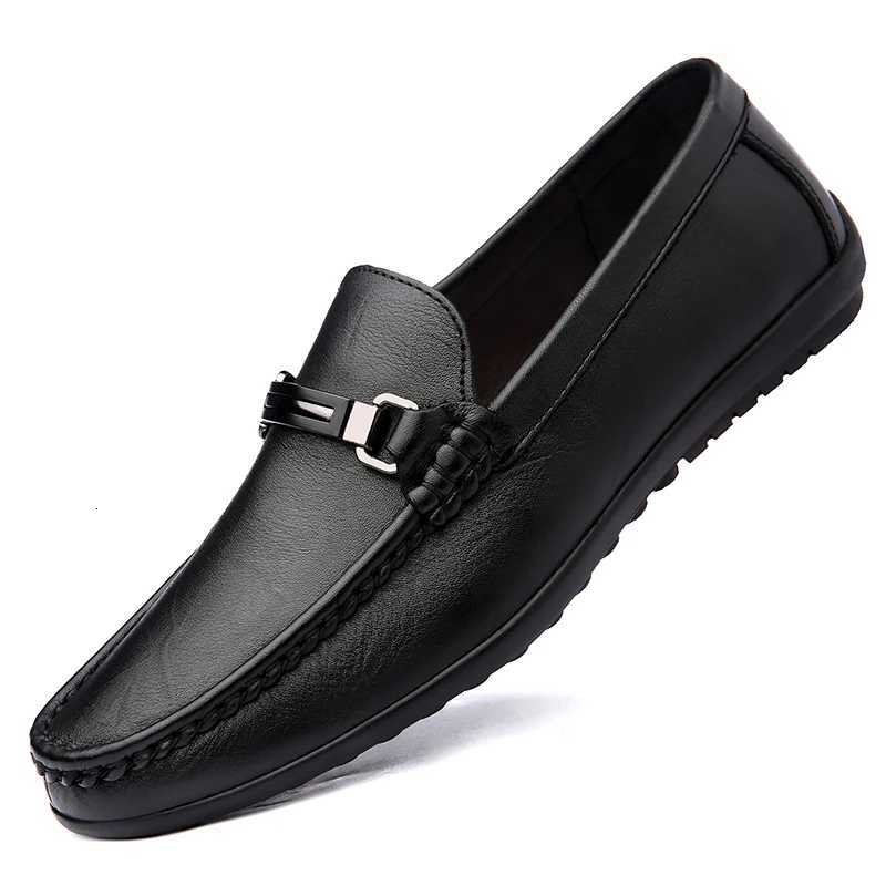 Loafers Men Slip Casual Leather Shoes for Men Black Brown Fi Trendy Italian Luxury Designer Brand LoaferXJ250827