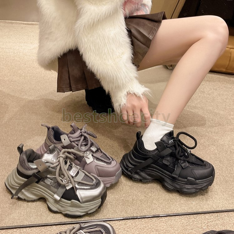 Designer Shoes mesh breathable sneakers womens trainers New Fashion purple gray durable Non-slip Thick Bottom Dad Shoes Size 35-40