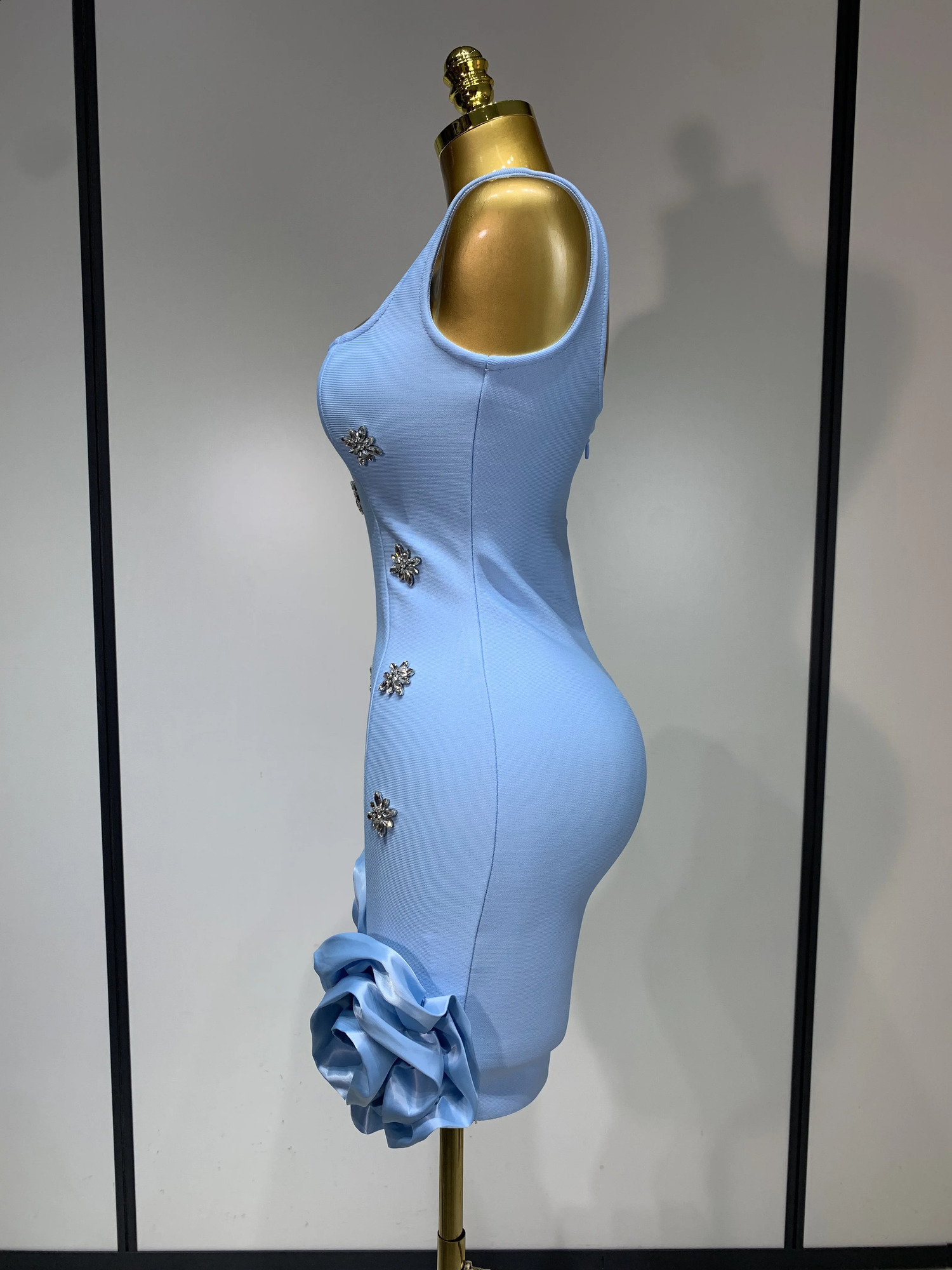 Women Sexy Square Collar Sparkly Rhinestone Bodycon Mini Bandage Dress Celebrate Evening Party Elegant y Birthday 250827