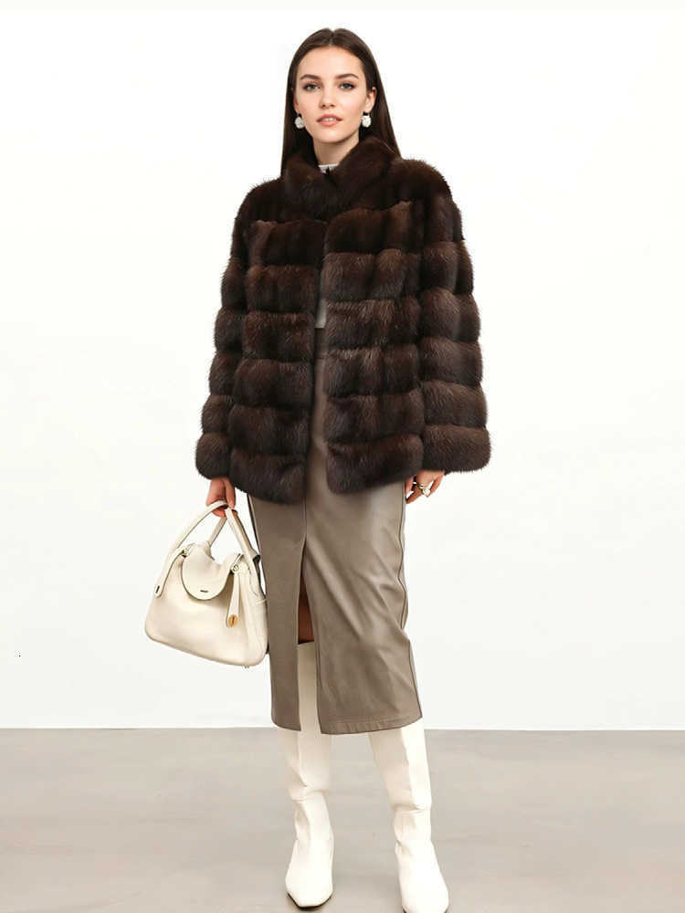 2024 New "Full Sky Stars" Russian mink coat, women's artificial fur autumn and winter fashion hooded faux fur coat W241010