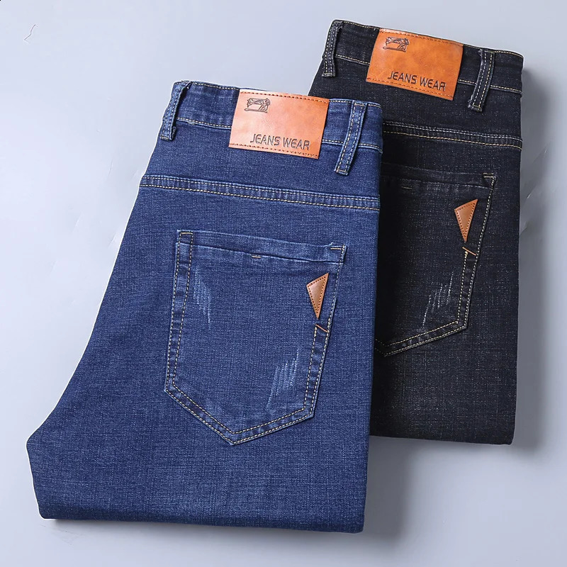 Men Fashion Straight Jeans Men Stretch Slim Fit Pants Comfortable Soft Business Denim Trousers Male Clothing 250827