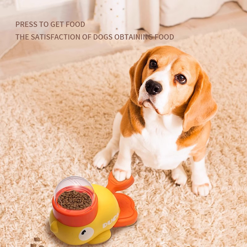 Little yellow duck dispenser freeze-dried launch leakage food kitten dog self fun relief feeding device pet toy