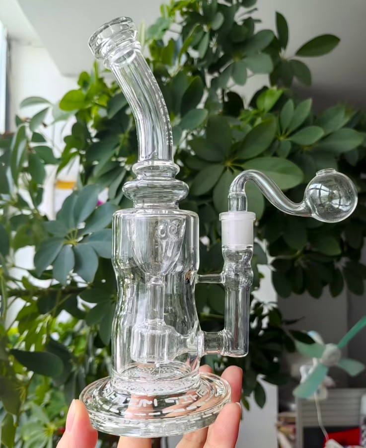 Durable 10-Inch Glass Water Pipe Smoking Device Featuring Unique Inside Mill Pattern & 14mm Joint Connector thick bong tall