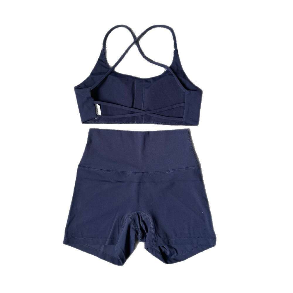Women's Sports Fitness Yoga Outfit Set Vest Camisole Underwear Brushed Cycling Tight High Elasticity Three-Quarter Shorts