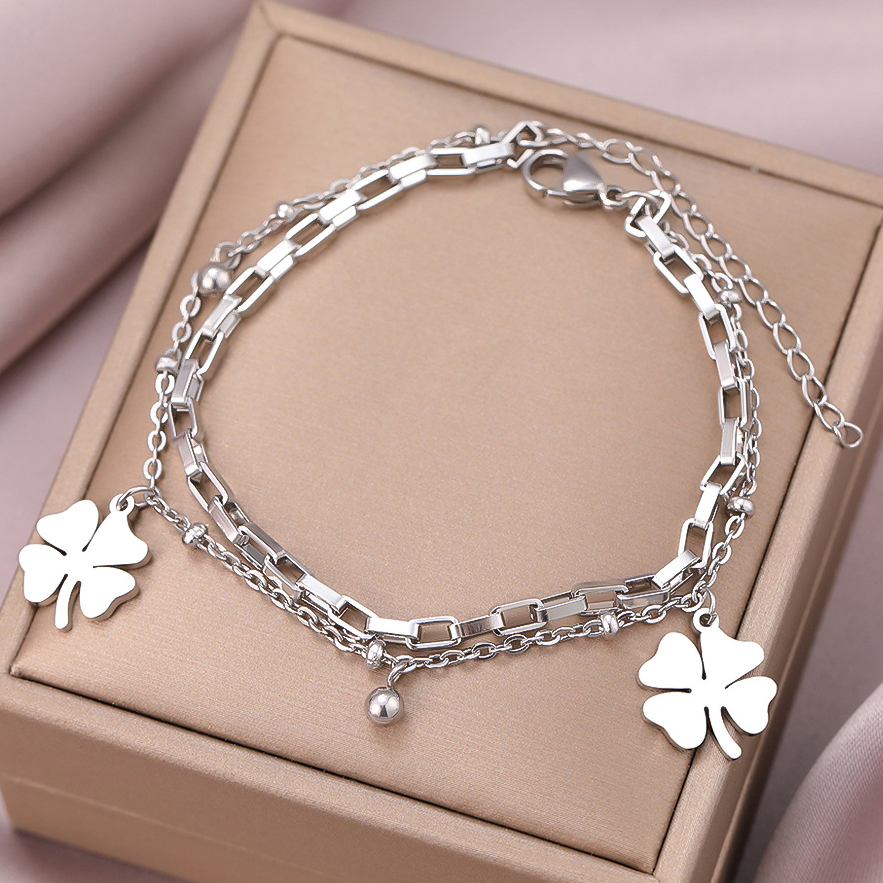 Designer Bracelet Luxury Bangle Jewelry Jewellery Palace Style Double Layer Fashion Titanium Steel Fade Resistant Adjustable Bracelet for Girls Elegan