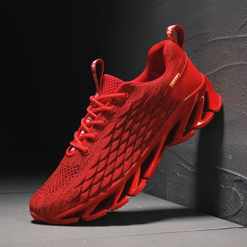 Mens with hot mesh surface comfortable breathable sports shoes thick sole shock-absorbing and anti-collision running shoesC250410