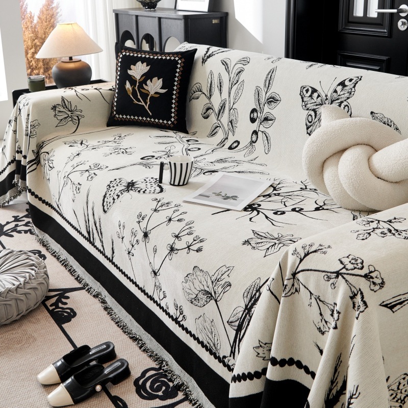 Designer Vintage French Style Chenille Sofa Cover Luxury Full Coverage for All Seasons, Luxury High-End Sofa Protector Slipcover