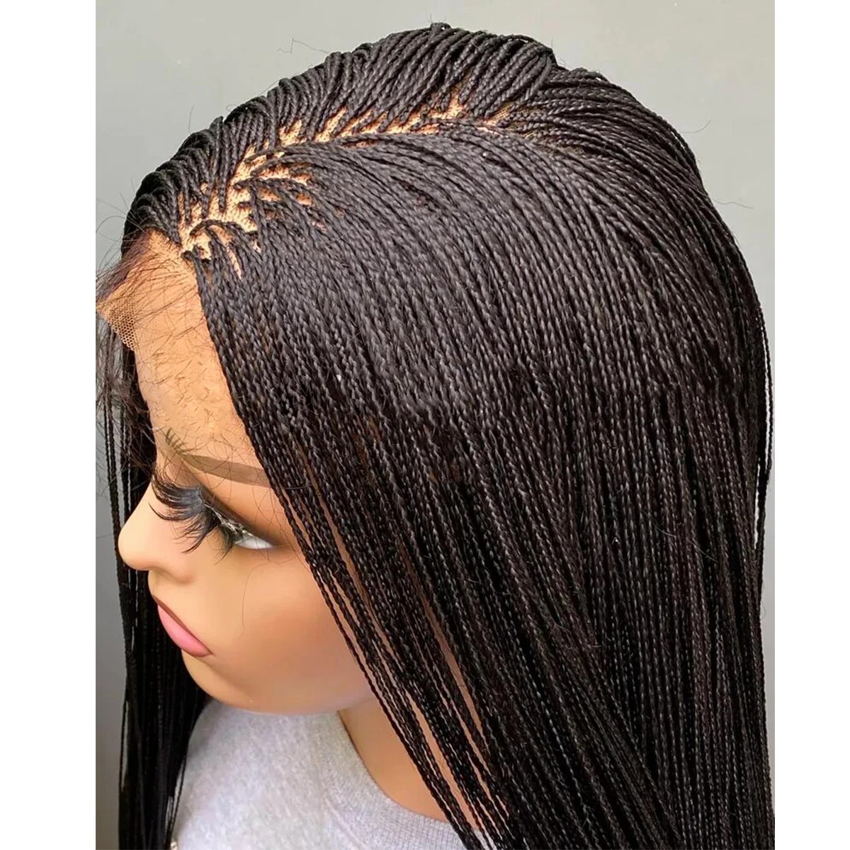 Glueless Micro Braid braided wig on 13x4 HD lace Frontal Wig Customizable Tiny Braid Wig For Black Women Glueless Braid Lace Front Wigs