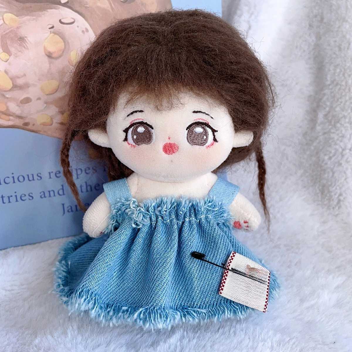 Labubu Clothes For 30 V2V1 17cm Doll And 10cm Cotton Doll Blue Denim Suspender Skirt For Clothing Labubu Doll Clothing Accessories X250826