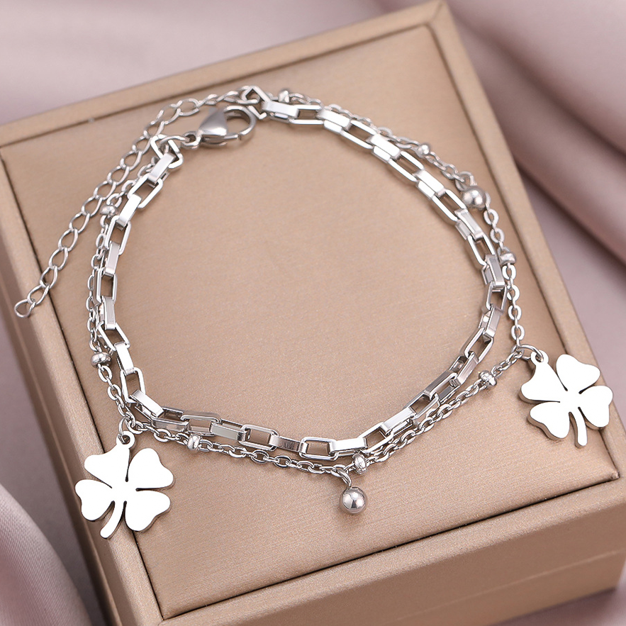 Designer Bracelet Luxury Bangle Jewelry Jewellery Palace Style Double Layer Fashion Titanium Steel Fade Resistant Adjustable Bracelet for Girls Elegan