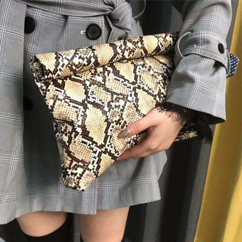 Designer Bags light luxury Fashion Women Evening Party Snake skin pattern Large-capacity leather hand-held pinch bag - view 5