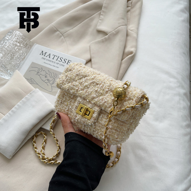 TB BHULAMTE Designer Luxury Women's New Small Fragrant Wind Bag Handbag Mini Fashion Cotton And Hemp Crossbody Bag Small Bag Cute Shoulder Bag