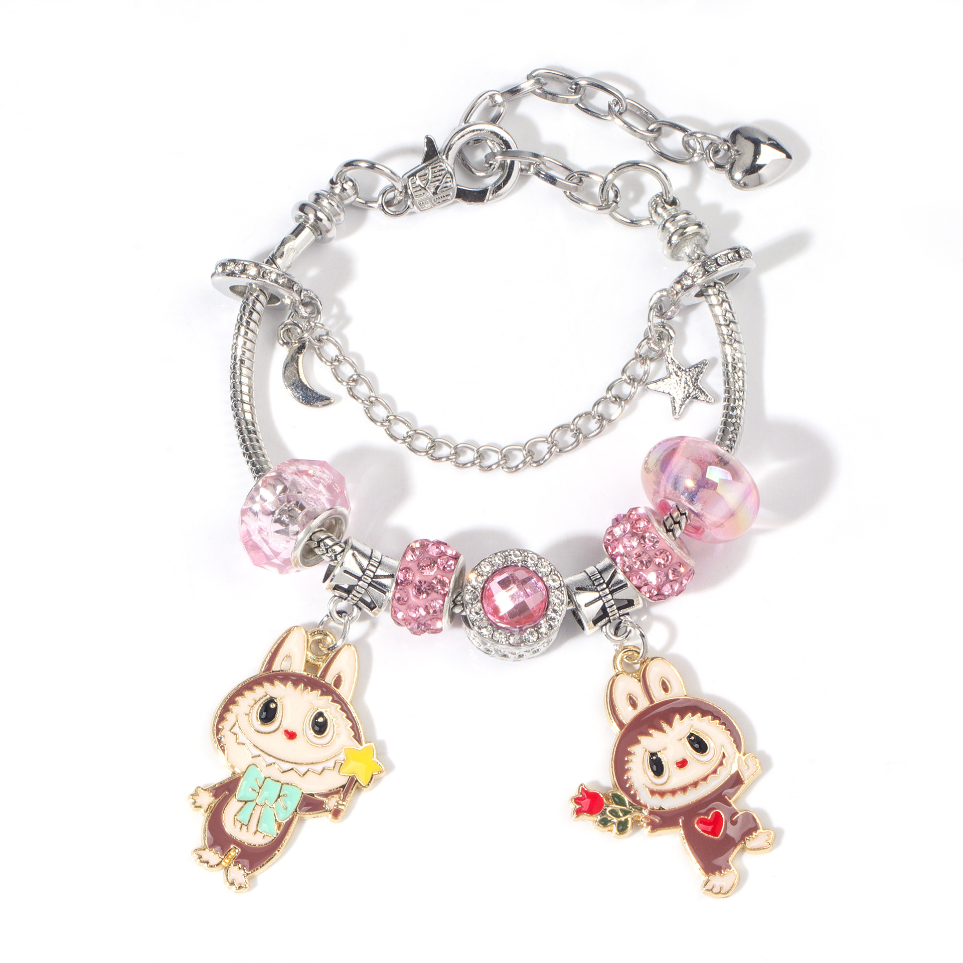 Handmade Designer Jewelry Beaded Bracelet with Cartoon Kuromi Labubu Charms - Trendy Kawaii Accessories for Fashion - Loving Women My Melody Cinnamoro