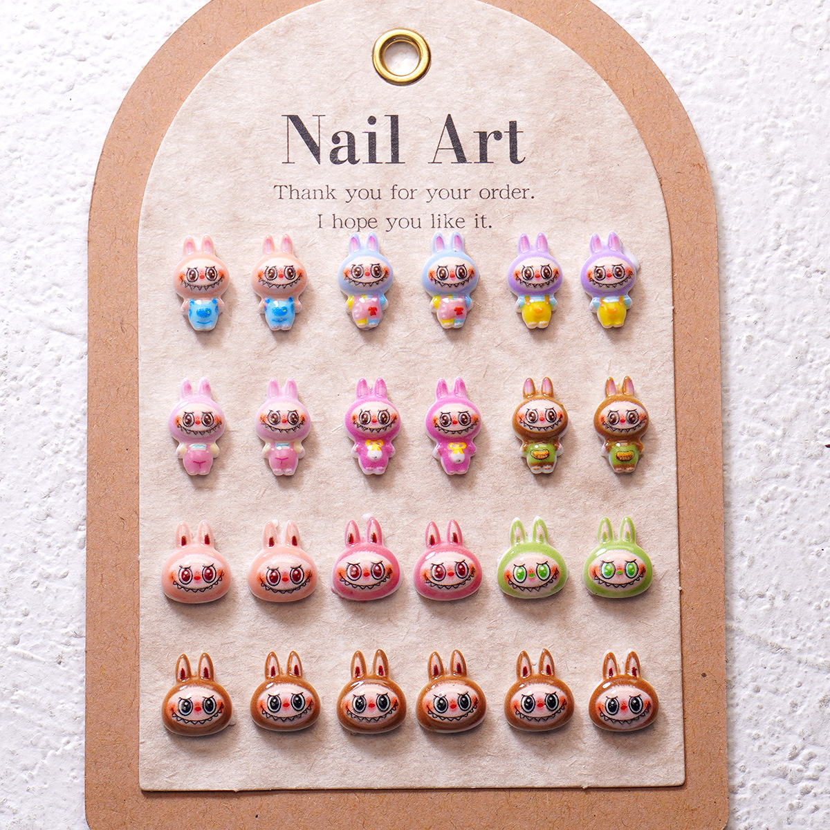 New Internet celebrity cartoon Labubu nail art accessories cute ice-transparent hair clip earrings resin DIY material children's wear nail access