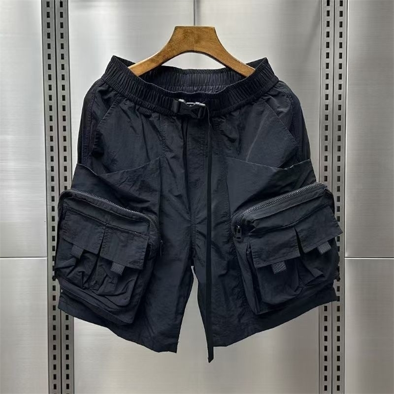 Male Short Pants Elastic Waist Quickly Do Mens Cargo Shorts with Zipper Loose Multi Pocket Clothing Elegant Y2k 250826