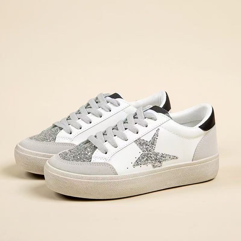 2025 Autumn New Lightweight Board Shoes, Anti Slip Soft Sole, Women'S Thick Sole Casual Shoes, Fashionable Star White Shoes
