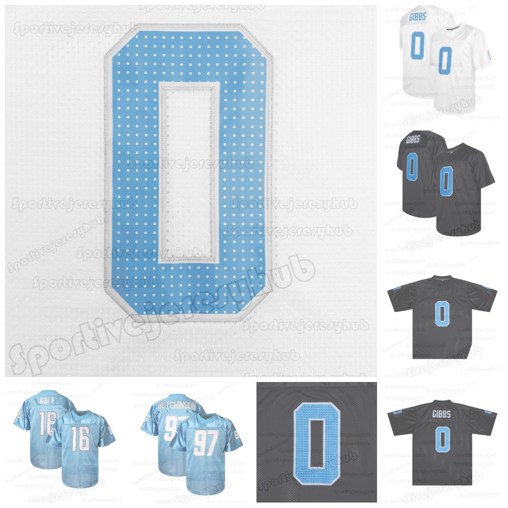 0 Jahmyr Gibbs 2025 Personalised Black/Blue/White American Football Jeresy St Brown 16 Jared Goff 58 Penei Sewell Stitched for Daily Casual