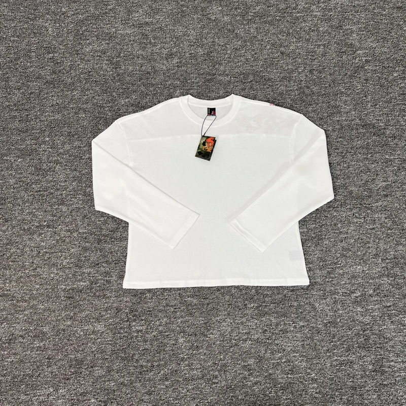 Waffle Long Sleeve Embroidery Sakura Derschutze Blossom T Shirt Men Women Casual Loose High Quality Breathe Tshirt Clothes 250826