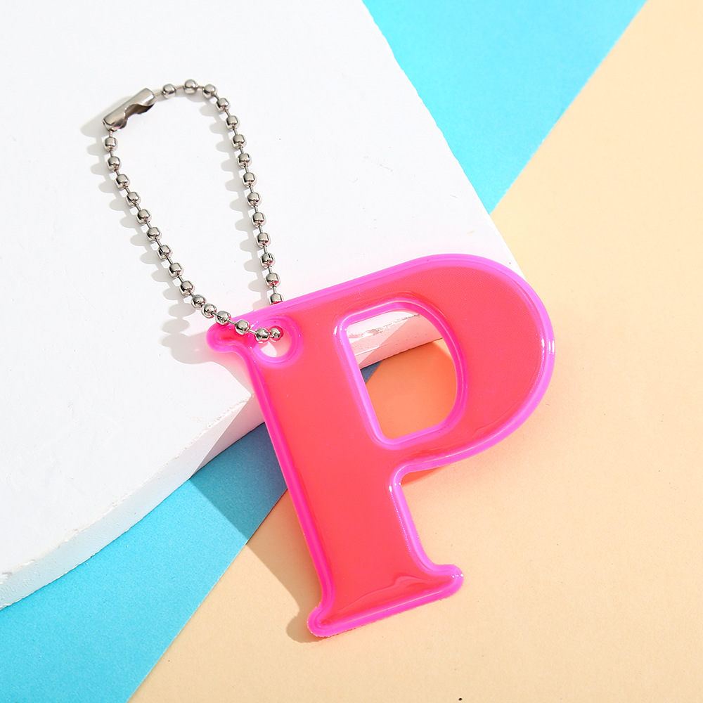 Multicolor Reflective Letter 'P' Shape Backpack Charm for Keys & Bags