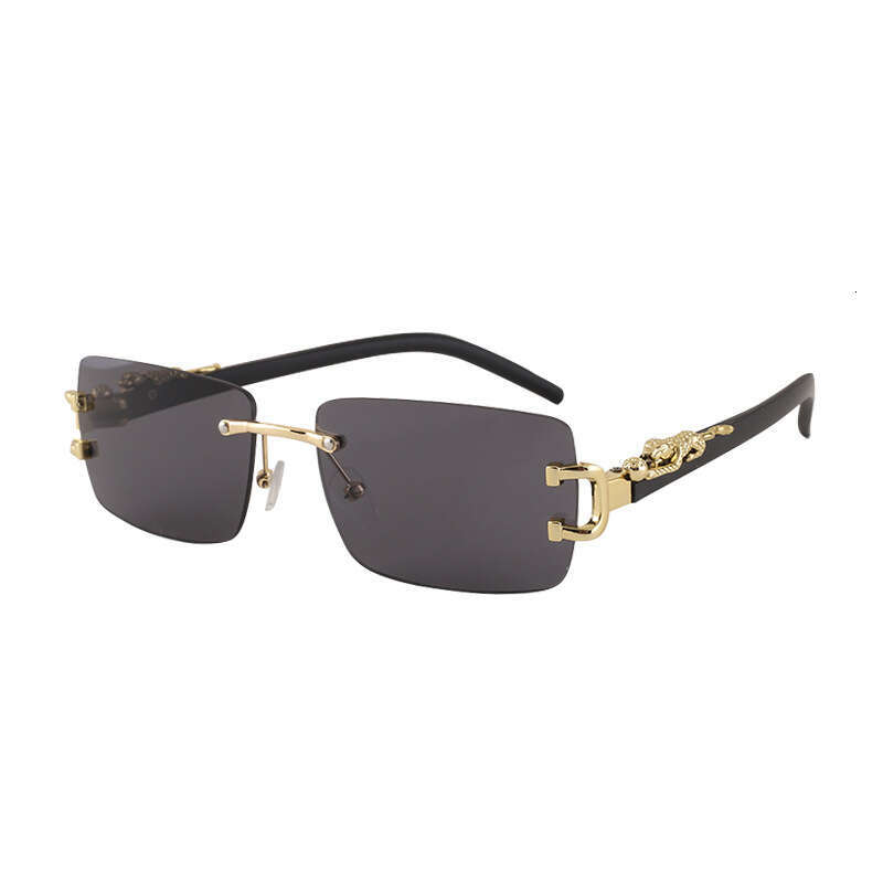 New Frameless Sunglasses with Cut Edge, Unique Leopard Temple, UV Protection Sunglasses, Trendy