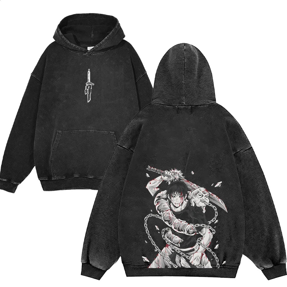 Jujutsu Kaisen Anime Zip Up Hoodies for Men Women 100Cotton Toji Print Gothic Harajuku Zipper Sweatshirts Casual Manga Pullover 250818