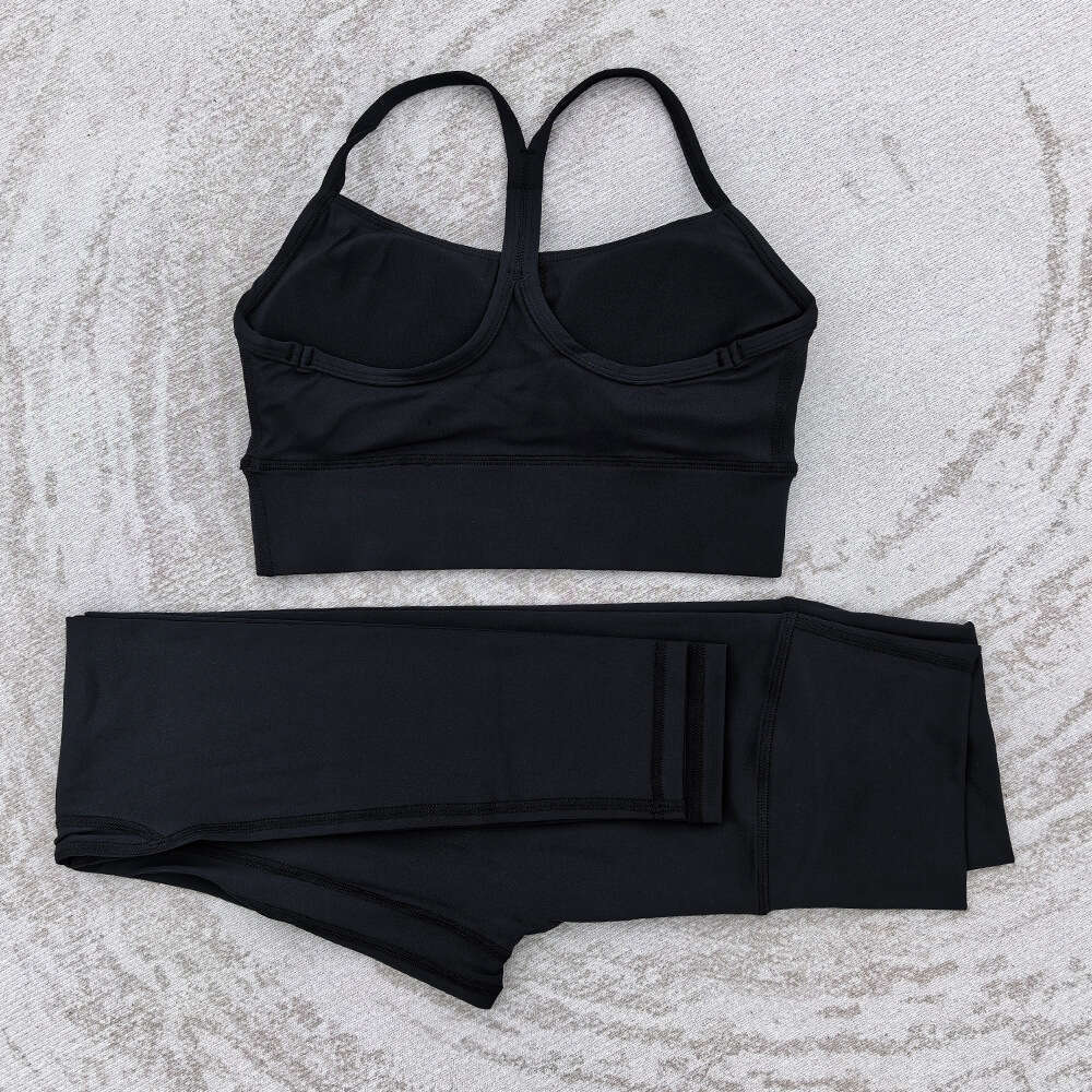 Brushed Tight-Fitting Back Yoga Elastic High-Waist Outfit for Women Outdoor Running Fitness Sports Set