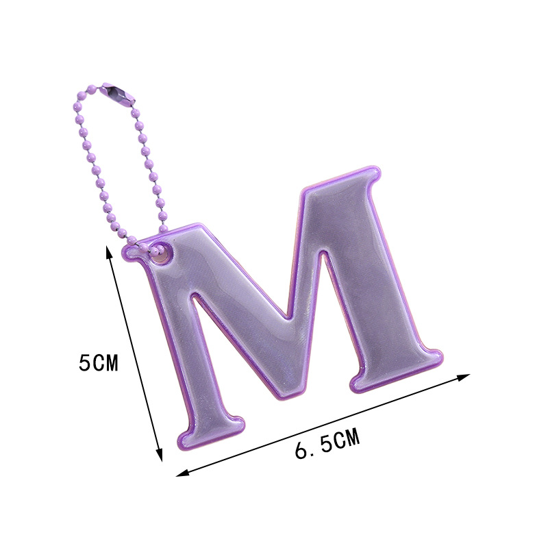 High Visibility Reflective M Letter PVC Keychain for Night Riding Backpack Keychain Pendant