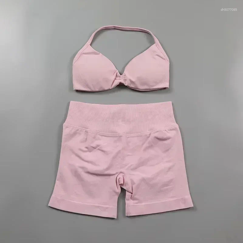 Women's Tracksuits 2Pcs Gym Set Seamless High Waist Leggings Sports Bra Top Workout Outfit Fitness Activewear Running Training Clothes