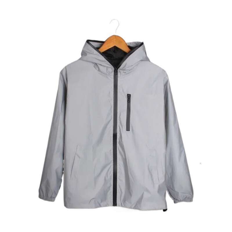 New Men / Women Full Reflective Jacket Night Shiny Zipper Haruku Windbreaker Jackets Hooded Hip-Hop Streetwear Coats Male