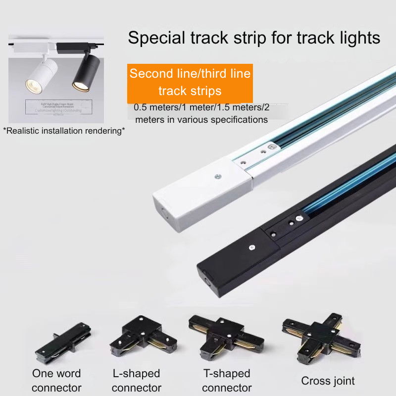 Aluminum Alloy Light Track with Connectors for Halogen LED Spotlights, Commercial Shop Gallery Lighting System Parts 43