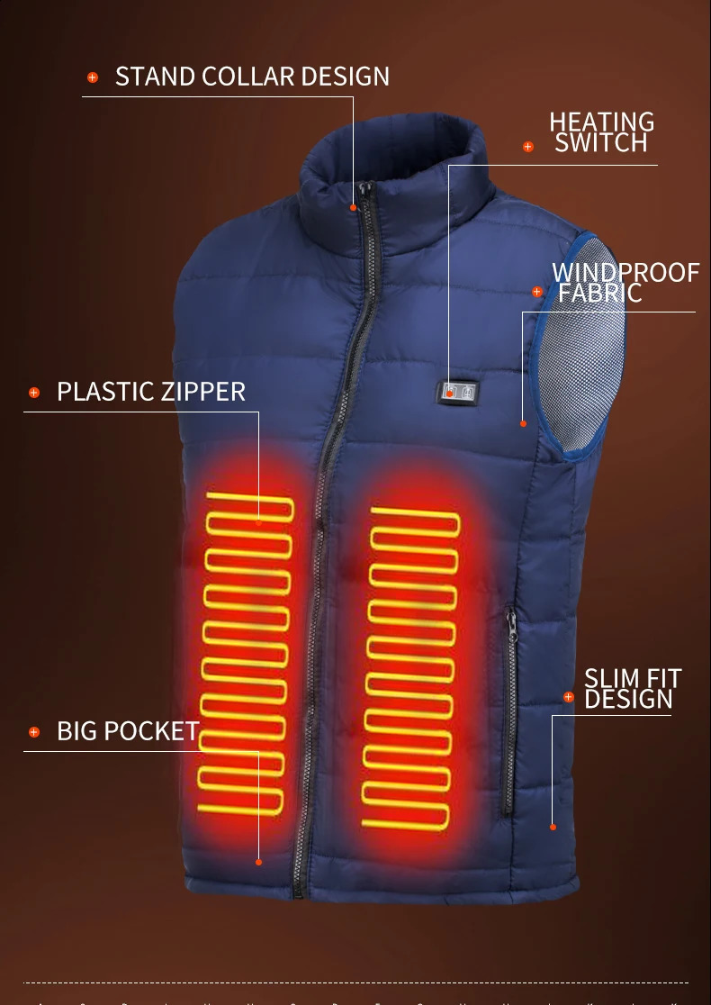 9 Heated Vest Zones Electric Jackets Men Women Sportswear Coat Graphene Heat USB Heating Jacket For Camping 251023