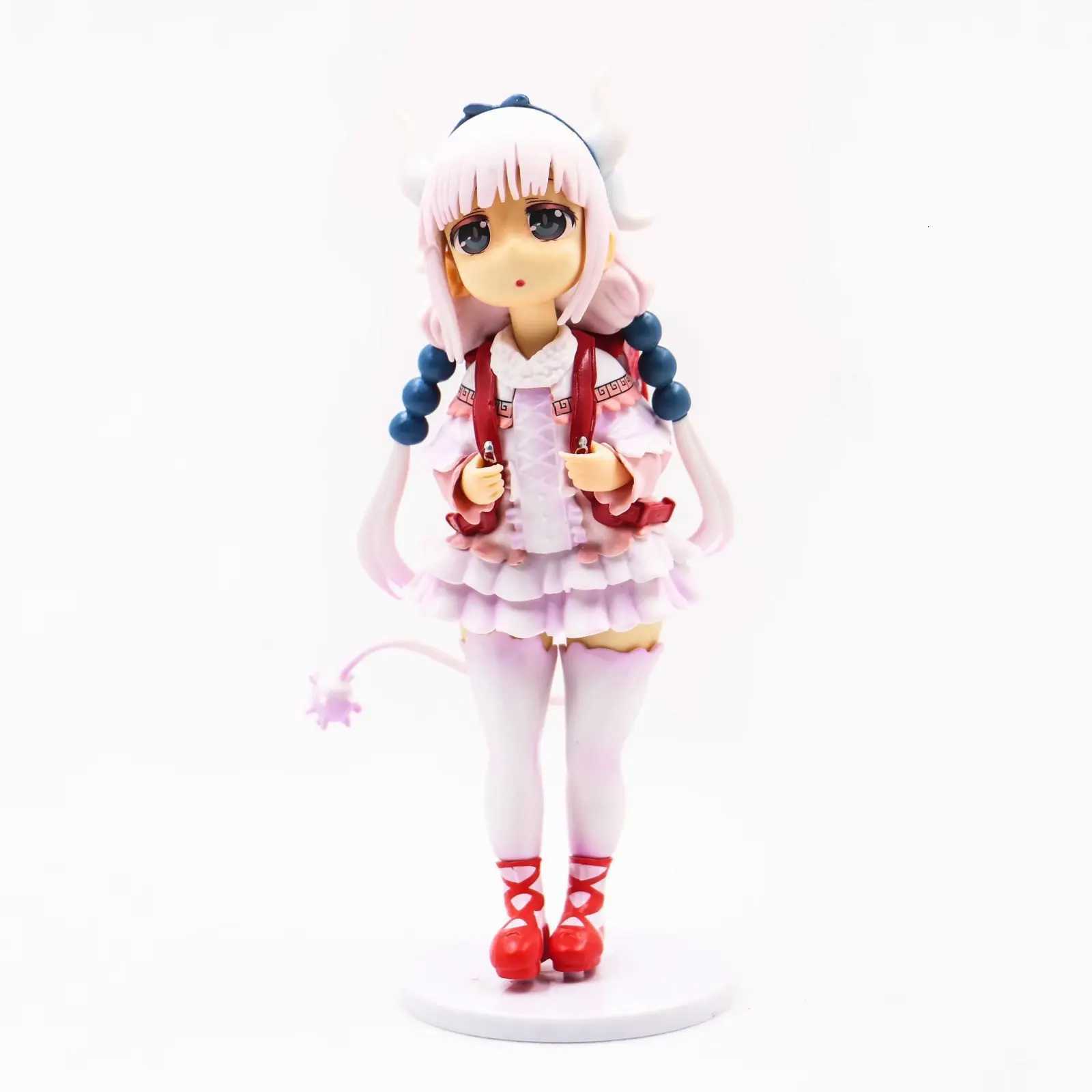 18cm Anime Miss Kobayashis Dragon Maid Kanna Kamui Action Figure PVC Horned Loli Carry Schoolbag Double Tail Collection Model W250828