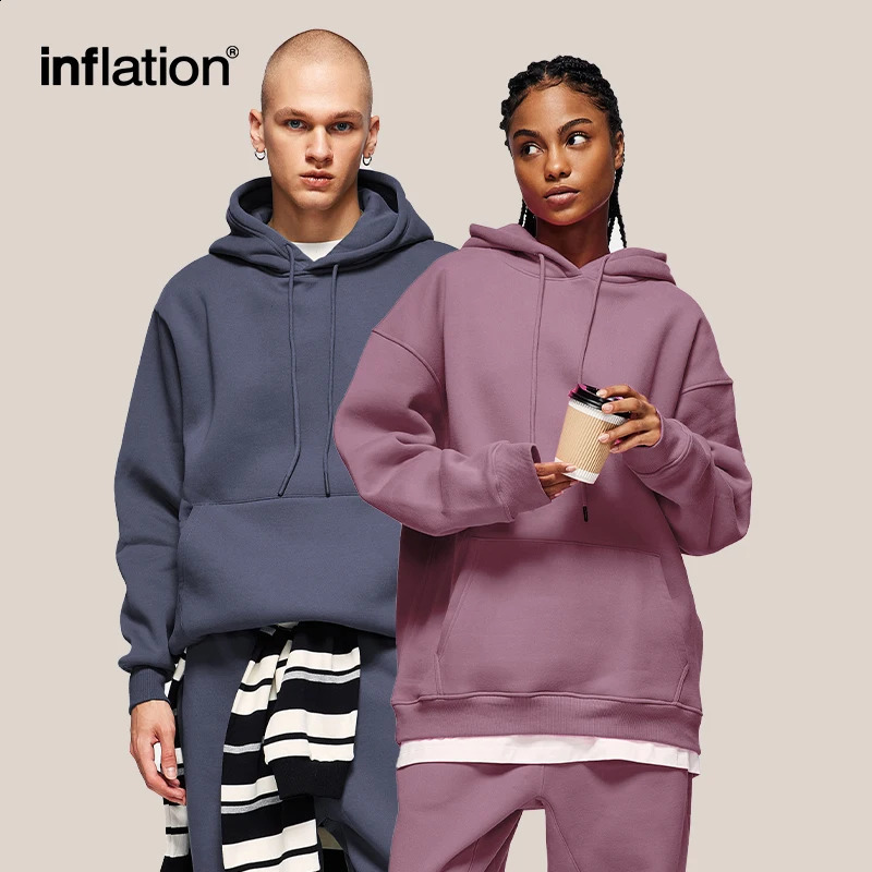 INFLATION 350G Blank Premium Hoodies Unisex Multiple Colors Fleece Hoodies for Men Velvet Warm Hoodies Couplewear 250828
