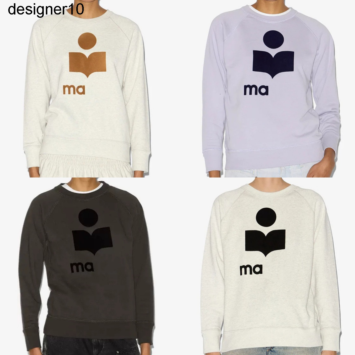 25ss Isab Round Neck Marantts Sweatshirts Classic Flocked Cotton Crew Neck Raglan Sleeve Women Sweatshirt Pullover Jumpers