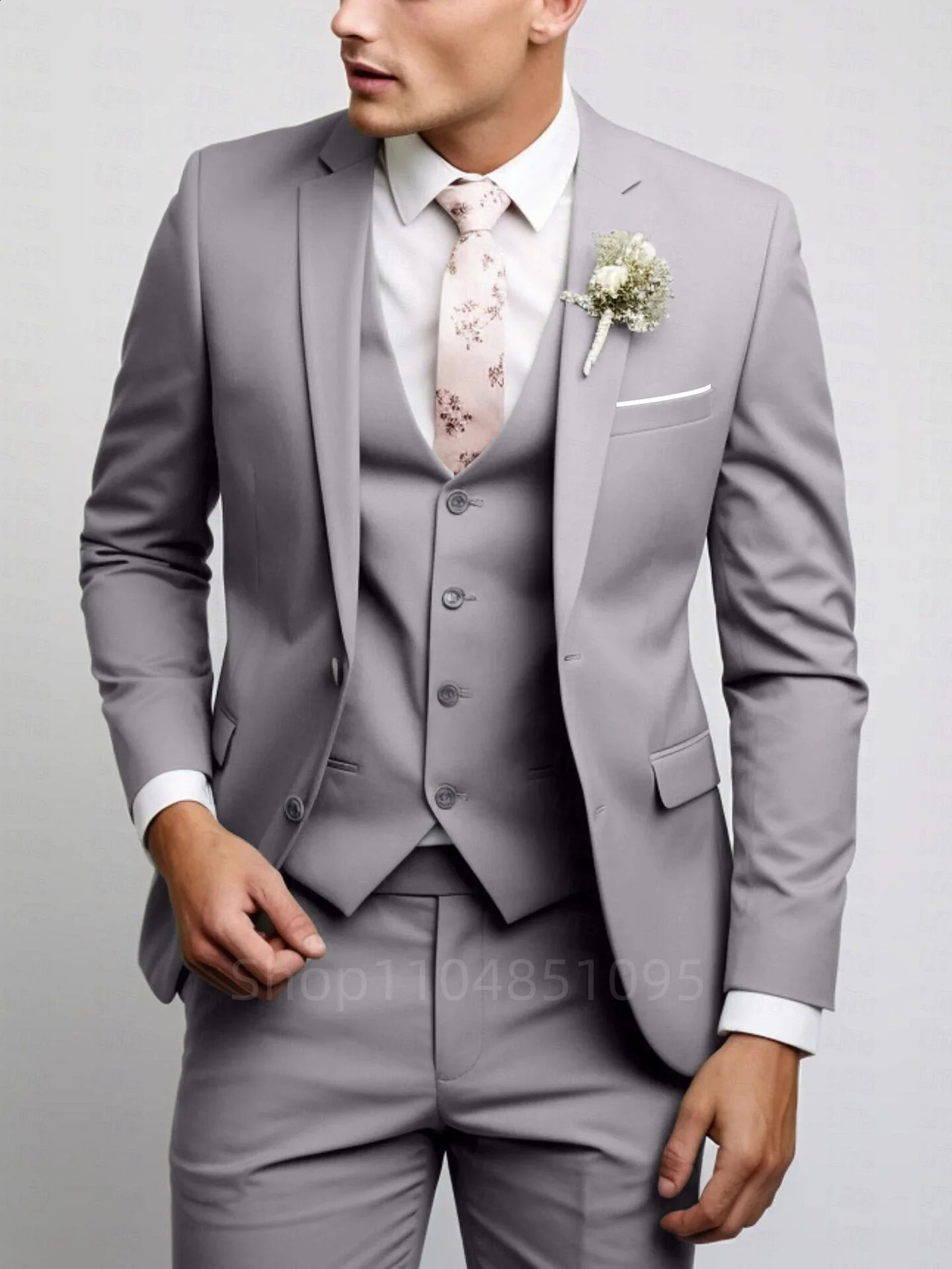 Matcha Green Suits for Men Slim Fit Wedding Tuxedos Fashion Mens Blazer Vest Pants 3 Pieces Foraml Business Suits Sets 250828
